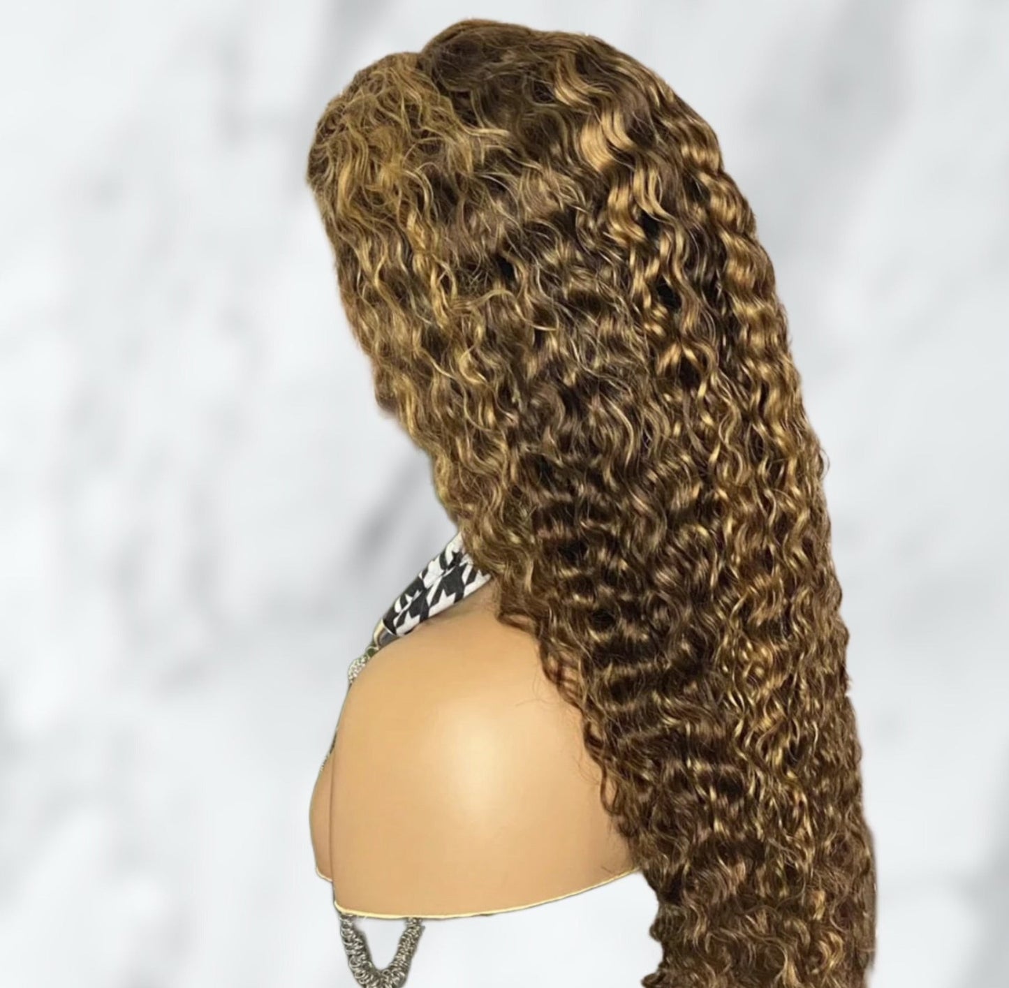 Karen's Hair 180% Density | Highlight 4/27 Brown Color Water Wave Wig 13x4 Lace Front Human Hair Wig