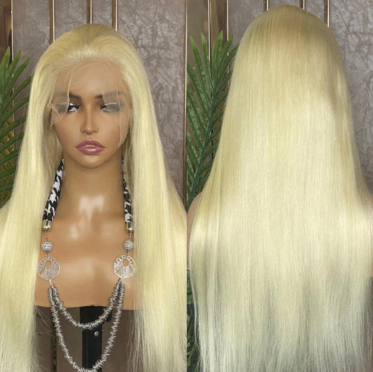 Karen's Hair 180% Density |613 Blonde Lace Front Wig Straight Blonde Wig 13x4 Lace Frontal Wig 613 Human Hair Wig
