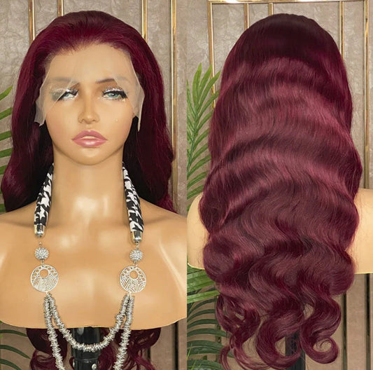 Karen's Hair 180% Density | 99j Wig Body Wave Lace Front Wig 13x4 Hair Wig