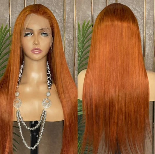 Karen's Hair 180% Density | Ginger #350 Lace Front Wig Straight Human Hair Wig 13x4 Lace Frontal Wig