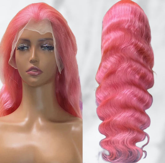 Karen's Hair 180% Density | 13x4 Pink Body Wave Lace Front Wig Pre-Plucked Body Wave Colored Human Hair Wig